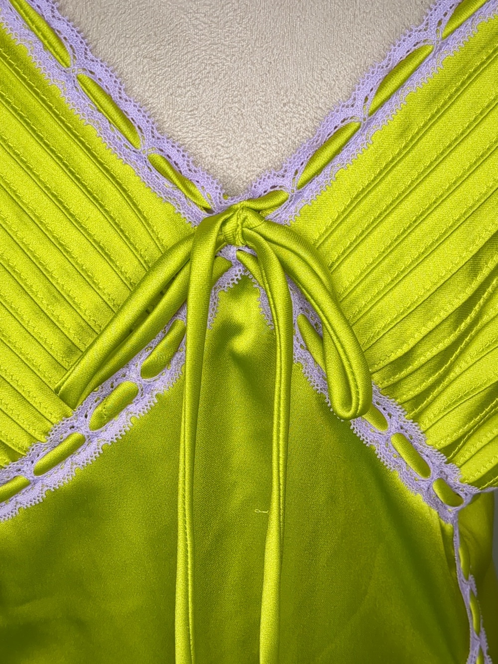 Betsey Johnson X Forever 21 Lime Green Satin Maxi Dress Plus Size - Picture 5 of 15